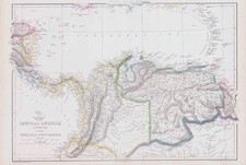 1863 Map CENTRAL AMERICA Southern VENEZUELA NEW GRANADA Edward Weller (DA207)