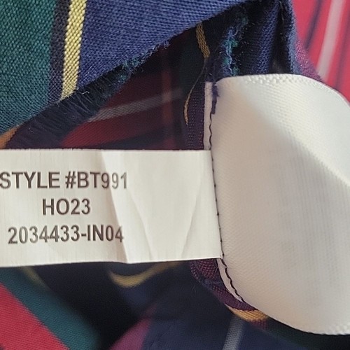 BT991 J. Camisa Crew Botón Delantero Rojo Azul Marino Verde Cuadros - Imagen 6 de 6