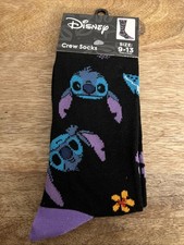 Disney Stitch Crew Socks 1 Pair Size 9-13 Unisex New With Tags 