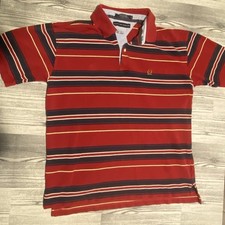 Vtg Y2K 2001 Tommy Hilfiger Polo Shirt XL Red Stripe Crest Logo Hip Hop Preppy