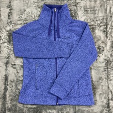 Avalanche Outdoor Women Blue Heathered Full Zip Fleece Jacket Large