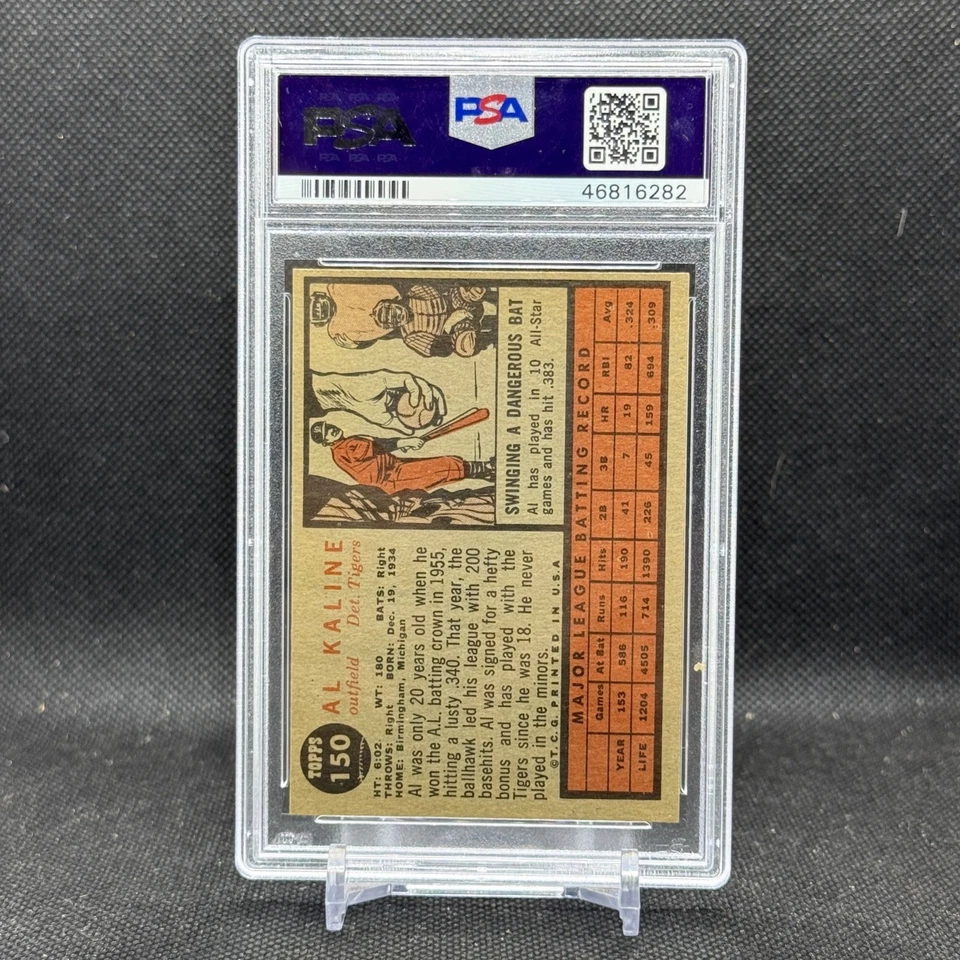 1962 Topps Al Kaline PSA 6 EX-MT #150 Detroit Tigers HOF,  Great eye appeal! - Image 2 of 2