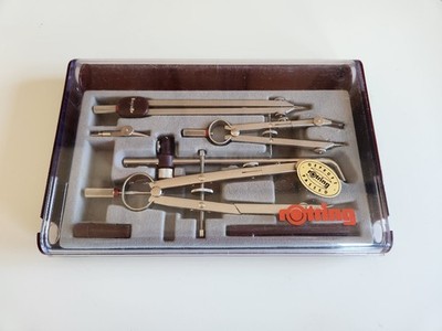 Rotring Drafting Tools Convex 7 pcs Compass Set in Case Germany