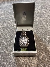 Elgin Chronograph Wristwatch Silver Stainless Steel Mens Authentic Genuine