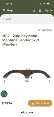 Keystone Montana Wheel Fender skirt Pewter Color Dimensions In Photos