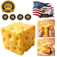 Unique Cheese Stress Relief Squishy - Fidget Ball Gift for Cheese Lovers, Yellow