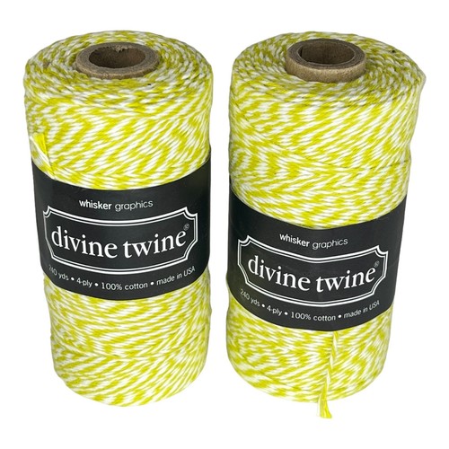 Pack (2) Bakers Devine Twine 100% Cotton 240 Yards, 4 PLY Yellow White Stripe - Picture 1 of 5