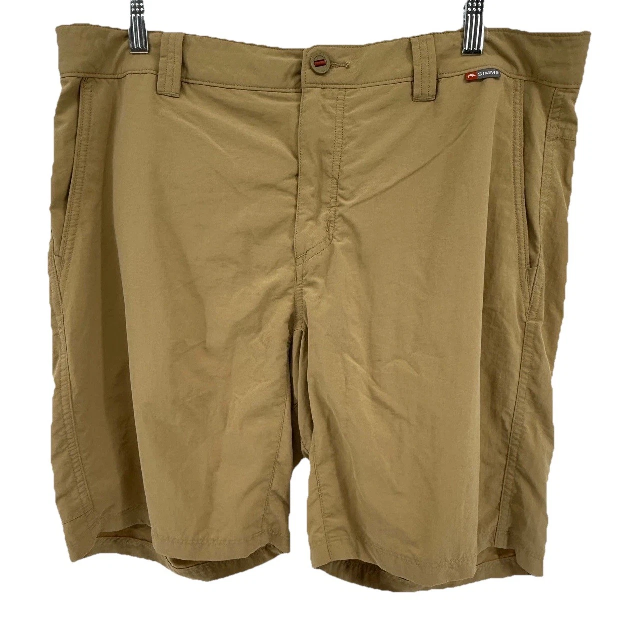 SIMMS Mens Fishing Hiking Shorts Size 36 Tan Outdoor Casual Inside Drawstring
