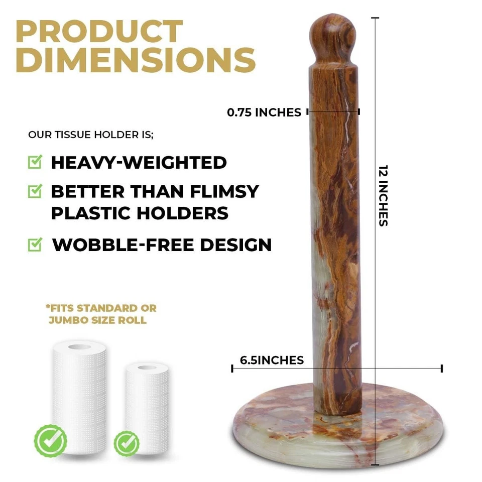 Toallero de papel de cocina de mármol hecho a mano con soporte... Foto 2 de 4