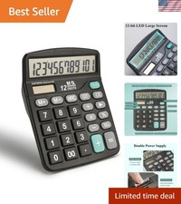 User-Friendly 12 Digit Solar  Battery Calculator with Large LCD  Big Buttons