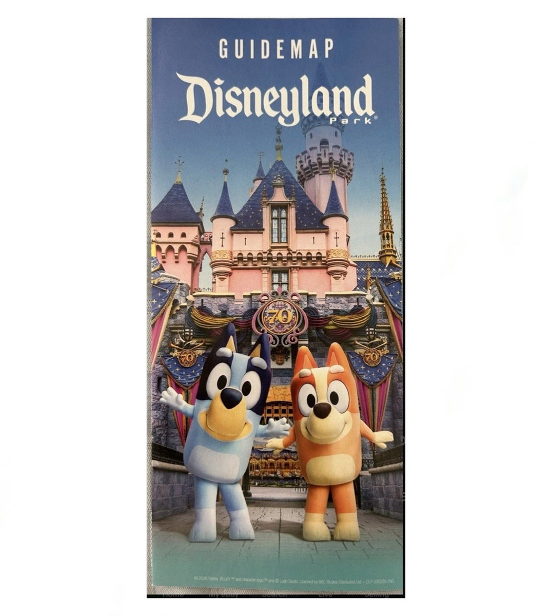 Disneyland Park Guide Map 2026 70th Anniversary Disney Bluey