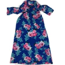 Xiuya Fashion Large Blue Pink Floral Pattern Dress