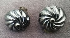 Anciennes Boucles D'oreilles En Verre noir jais Vintage Années 50