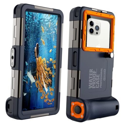 Upgrade Underwater Snorkeling Diving Phone Case for iPhone15/14/13/12/11 Orange