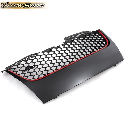 Fit For 2006-2009 VW MK5 JETTA GLI / GTI Badgeless Mesh Grille Black W/ Red Line - Picture 5 of 12