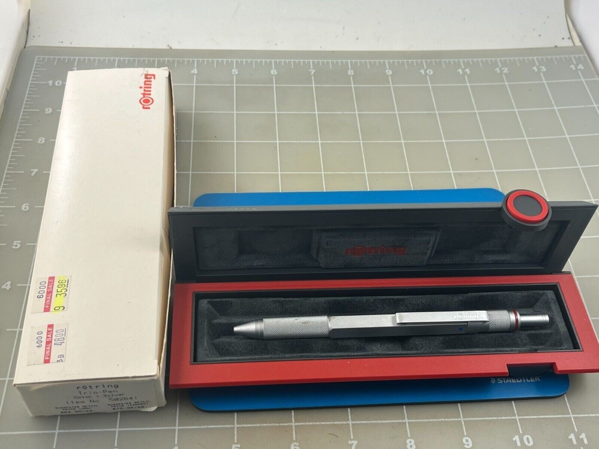 Rotring 600 Silver Trio Knurled Blue & Red Ballpoint & Pencil In Original Box* | eBay Rotring 600 Silver Trio Knurled Blue & Red Ballpoint & Pencil In Original Box* | eBay