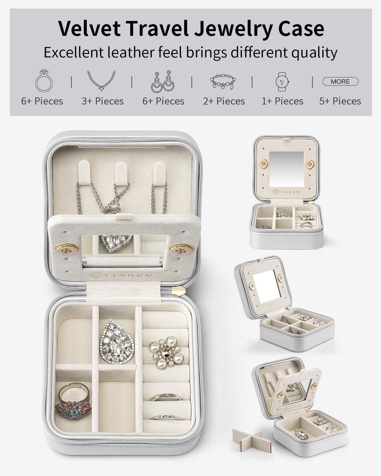 Vlando Travel Jewellery Box Organiser,Small Jewellery Case, Gifts for