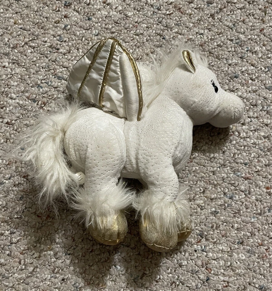Ganz Webkinz Golden Pegasus 9” Plush Pony White With Wings No Code Retired - Image 2 of 4
