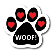Woof! Pawprint Car Magnet By Magnet Me Up 5" Paw Print Auto Truck Decal Magnet