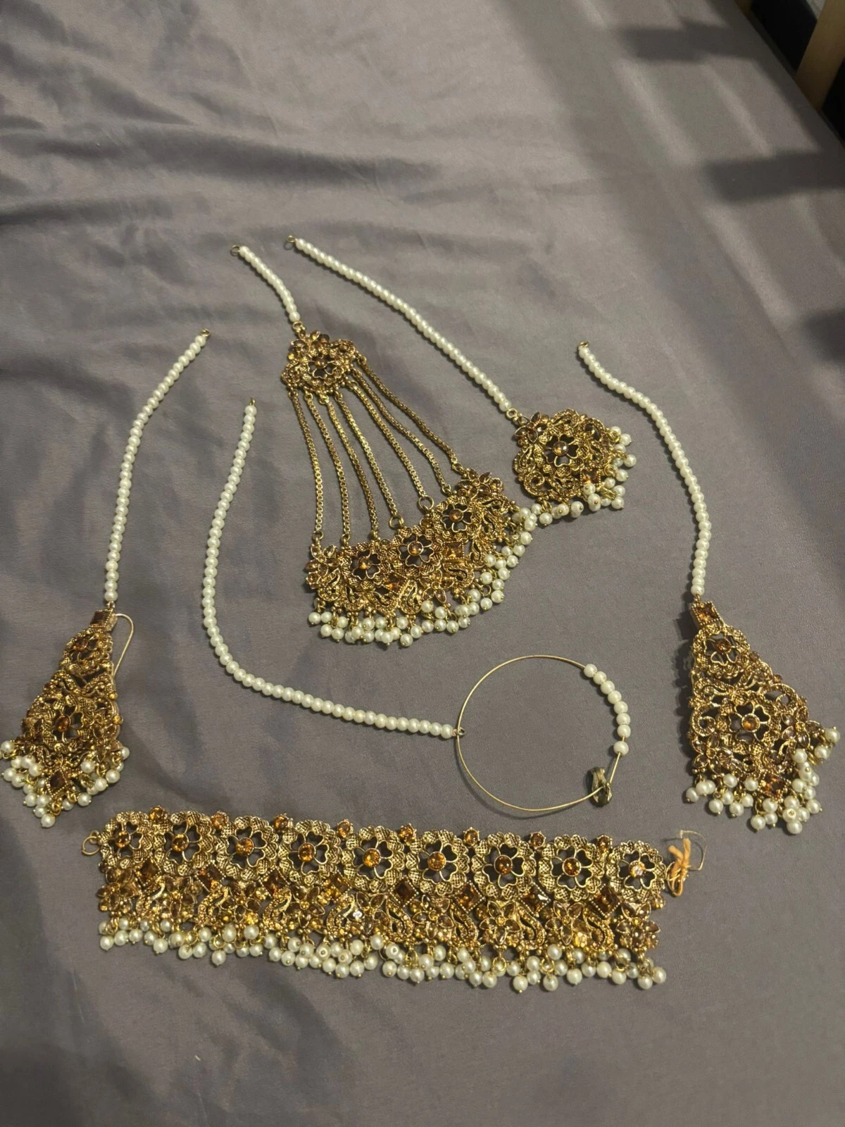 OFF WHITE Abito da sposa tradizionale pakistano indiano asiatico bianco sporco pesante inc gioielli