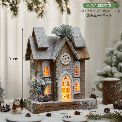 Christmas Wooden House With Lights Decoration Creative Ornaments Christmas Gifts - Picture 5 of 10