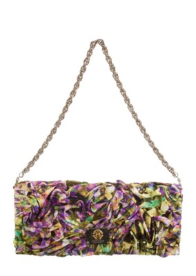 Roberto Cavalli Satin Pleated Chain Clutch