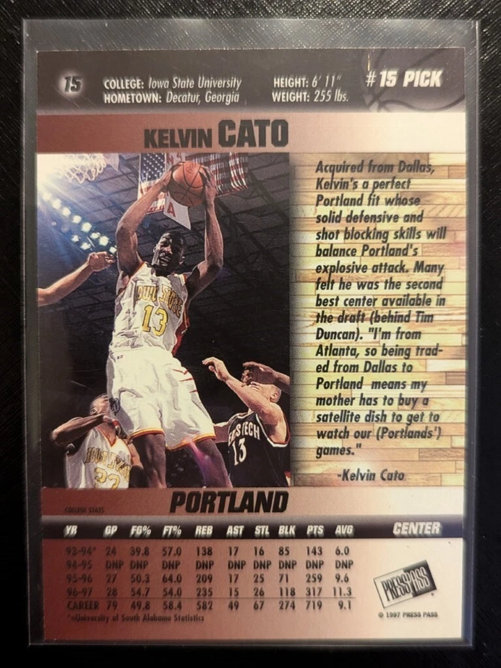 1997 Press Pass #15 Kelvin Cato Rookie - Image 2 of 2