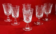 6 VINTAGE EDINBURGH APPIN CUT CRYSTAL SHERRY GLASSES - 10 CM (3.8") TALL SIGNED 