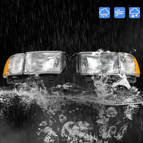 Front Headlights Assembly Fit For Dodge Ram 1500-3500 1994-2002 LH+RH Clear Lens - Picture 11 of 12