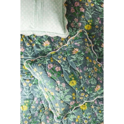 Anthropologie Floral Iluka Euro Sham - Guacamole