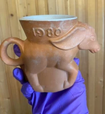 FRANKOMA POTTERY VTG Collectible political 1980 terra cotta mug shaped donkey