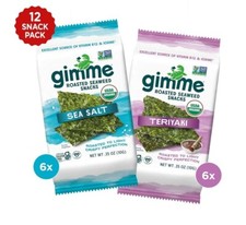 Gimme Seaweed - Sea Salt  Teriyaki - Organic Roasted Seaweed Sheets 12 Count 