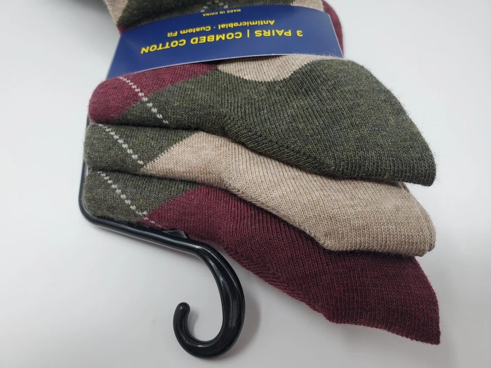 Polo Ralph Lauren Hombre Calcetines Vestido Argyle Crew Paquete de 3 Calcetines, 10-13, Multicolor Foto 3 de 4