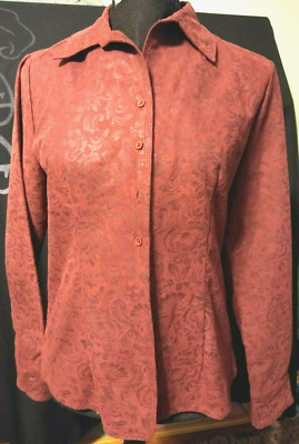 Susquehanna Trail Outfitters Womens Small Maroon Blouse Burnt Unique Design STO 