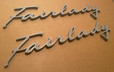 1 Rear Datsun Roadster Fairlady Cursive Emblem - Gray