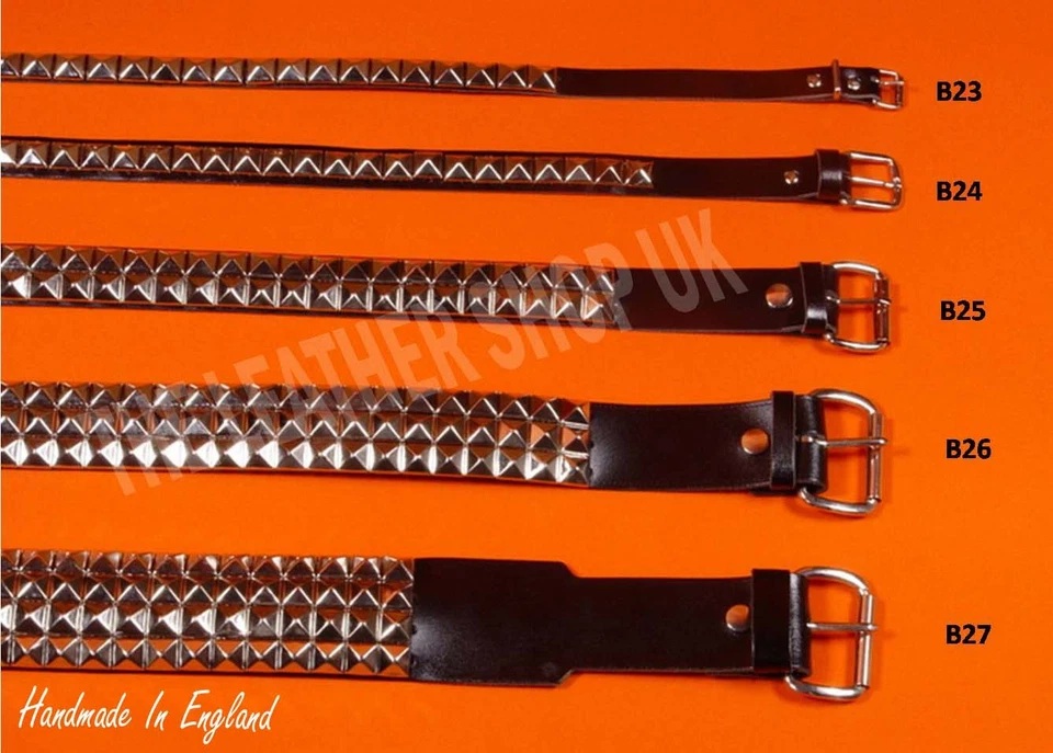 Bullet New Gothic Biker Punk Pyramid Stud Handmade Leather Belts Sizes S M L XL