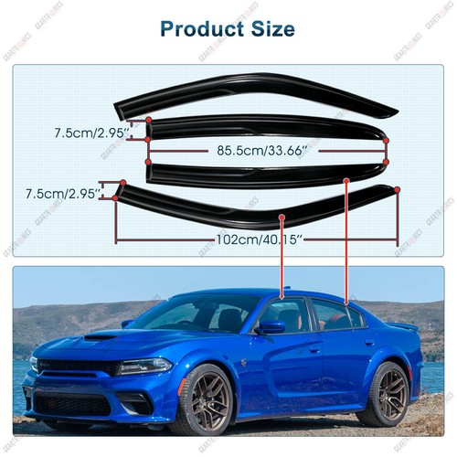 For 2011-2023 Dodge Charger JDM Window Visors Sun Rain Guards Vent Shade 4pcs - Picture 7 of 15