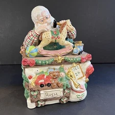 Fitz & Floyd Christmas Cookie Jar Santa’s Toy Factory Holiday Vintage Rare