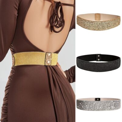 Sparkle Elastic Waist Belt Wide Party Belts Rhinestone Waist Belt for Women  UK