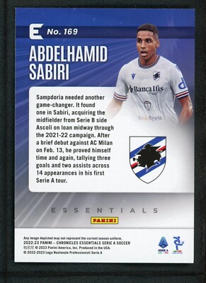 2022-23 ABDELHAMID SABIRI 45/49 PANINI CHRONICLES ESSENTIALS SERIE