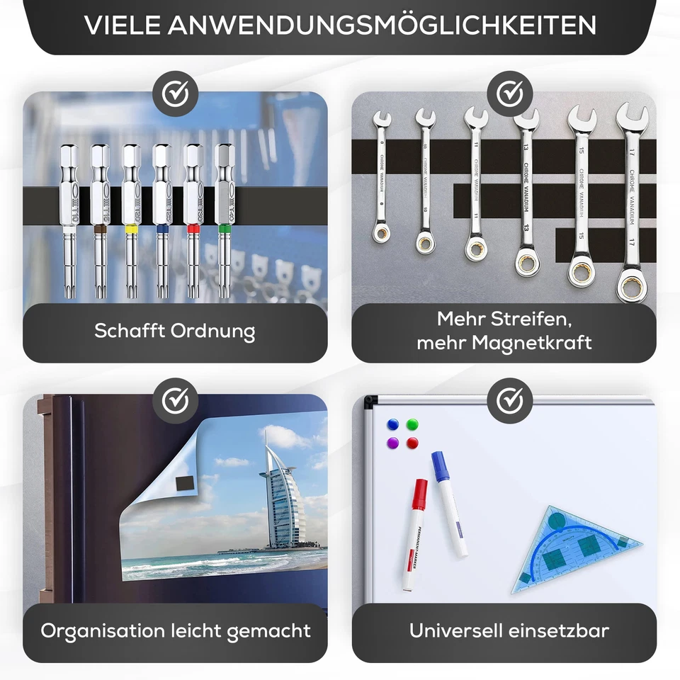 Magnetband selbstklebend | Magnetstreifen für Präsentation, Whiteboard, Karten - Bild 3 von 4