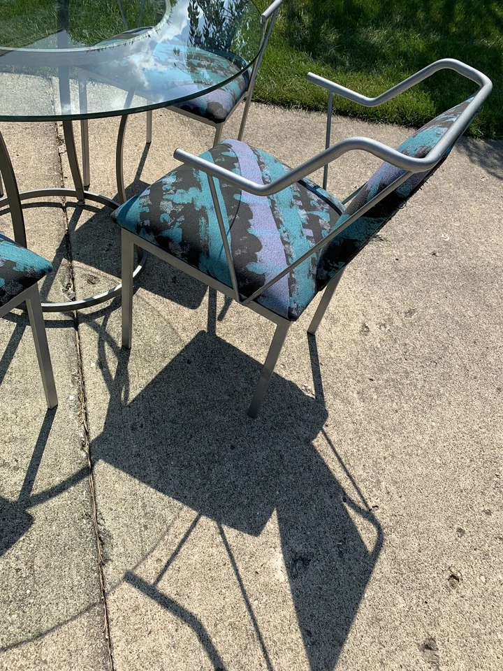 Juego de comedor comedor vintage años 80 MINSON cromo + vidrio mediados de siglo Foto 4 de 4