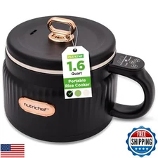NutriChef 1.6 QT Portable Electric Rice Cooker and Lunch Maker | Multi-Functi