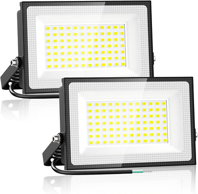2 Pack 60W LED Flood Lights Outdoor 8400Lm 6500K Daylight IP66 Waterproof Securi