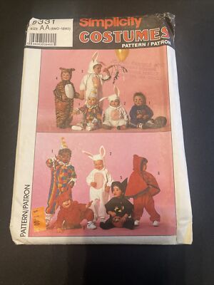 Simplicity Sewing Pattern Animal Costumes 6 Month Babies Precut 9331