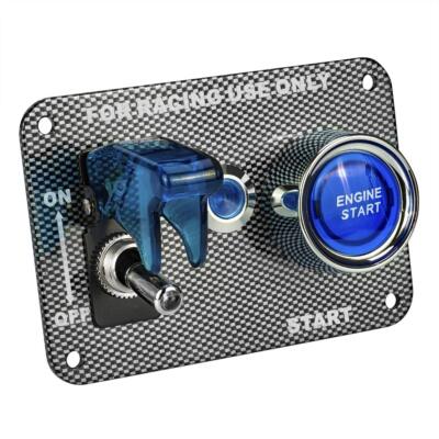 DC12V Racing Car Ignition Switch Panel Carbon Fiber Rocking Switch+Engine Sta...