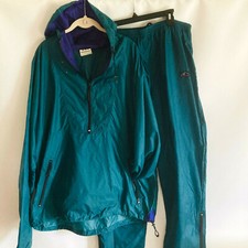 vtg HELLY HANSEN 2pc Sz L UNISEX Jacket Pants Windbreaker Boating Hiking Outdoor