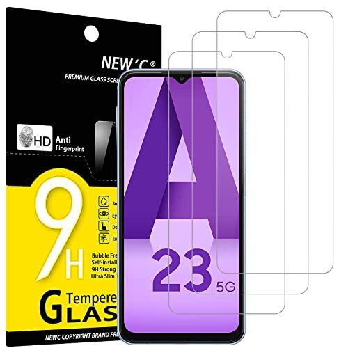 NEW'C 3 Pezzi, Vetro Temperato per Samsung Galaxy A23 4G, Samsung Galaxy (Q2X)