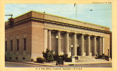US Post Office Frederick Maryland MD Vintage Postcard