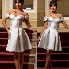 Elegant Wedding Dress Soft Satin Cocktail-Length Ball Gown A-Line Sweetheart